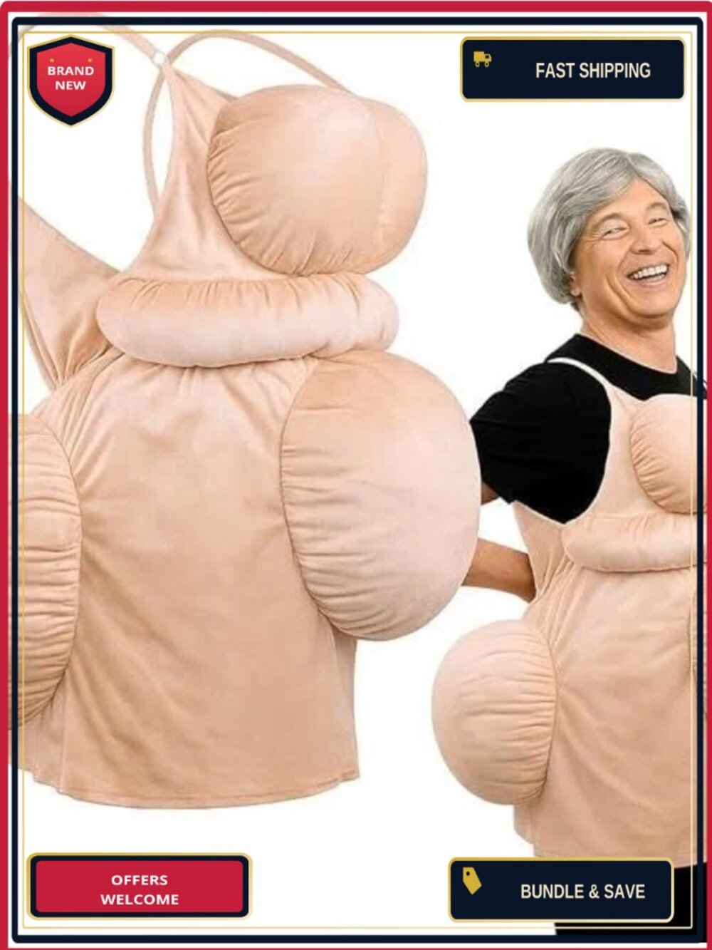 Fat Suit Costume Old Lady Costume Adults Adjustable Padding for Halloween